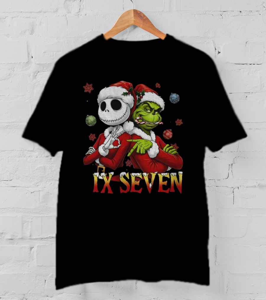 Jack Skellington Grinch IX Seven Santa Christmas Meme T-Shirt