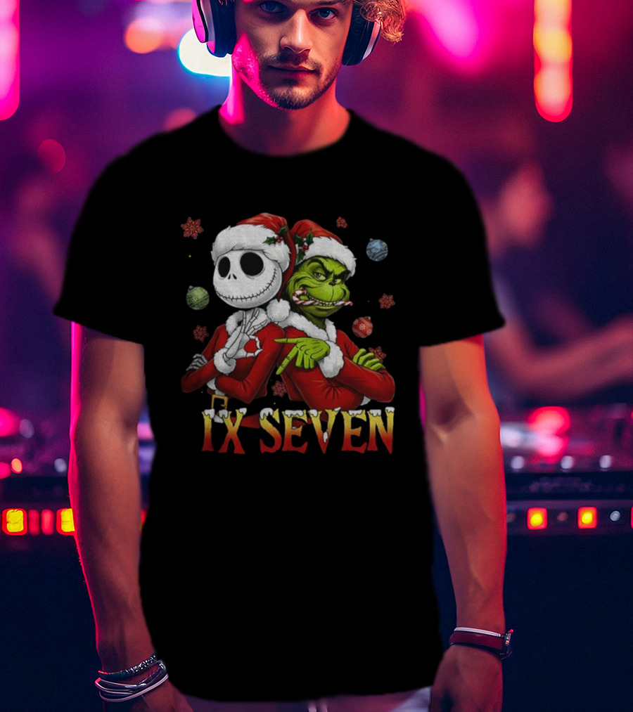 Jack Skellington Grinch IX Seven Santa Christmas Meme T-Shirt