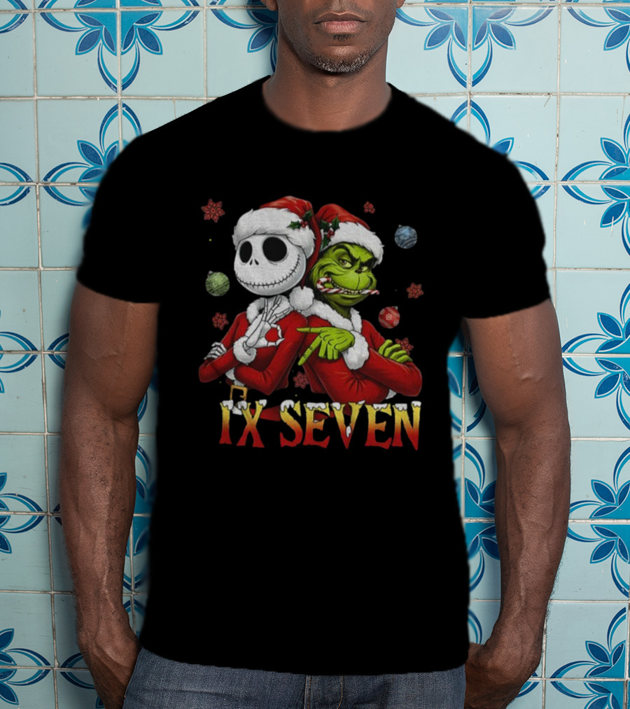 Jack Skellington Grinch IX Seven Santa Christmas Meme T-Shirt