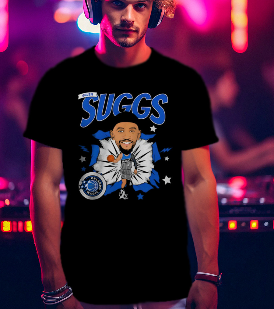 Jalen Suggs Orlando Magic Basketball Starburst Caricature T-Shirt