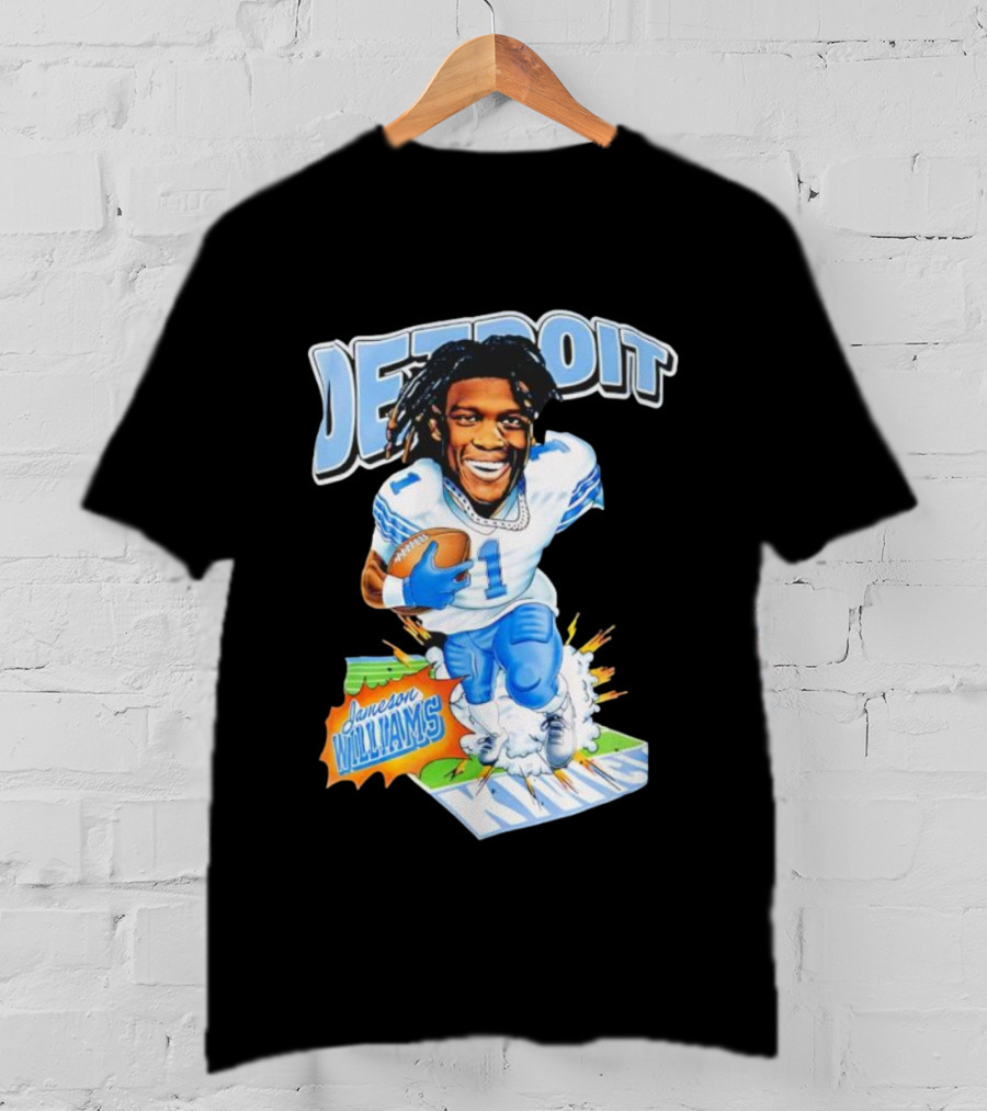 Jameson Williams Detroit Lions NFL Football Caricature Starburst T-Shirt