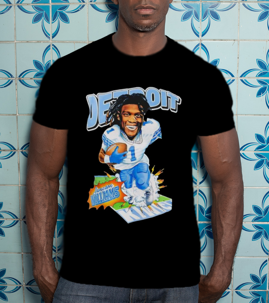 Jameson Williams Detroit Lions NFL Football Caricature Starburst T-Shirt