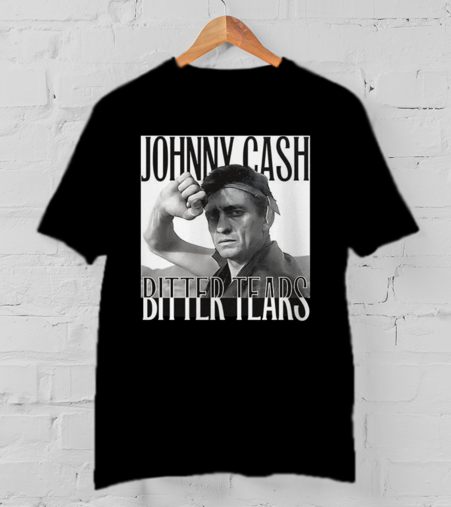Johnny Cash Bitter Tears Monochrome Illustration T-Shirt