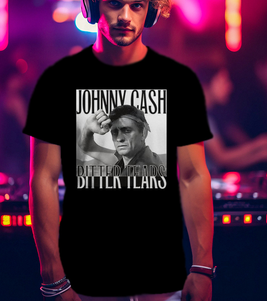 Johnny Cash Bitter Tears Monochrome Illustration T-Shirt