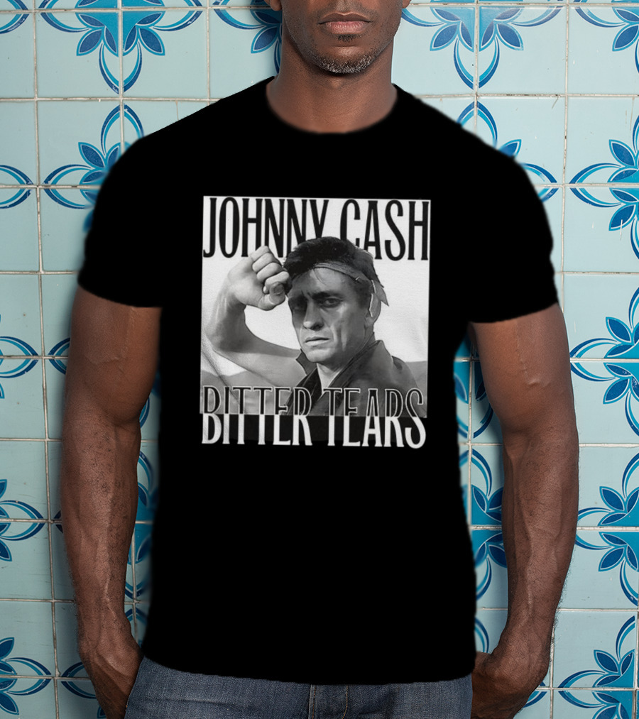 Johnny Cash Bitter Tears Monochrome Illustration T-Shirt