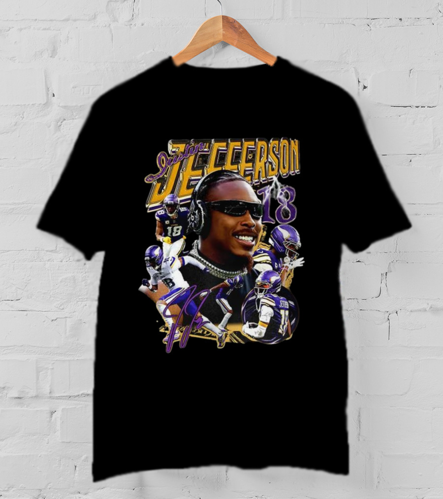 Justin Jefferson Minnesota Vikings Number 18 Signature Jett T-Shirt