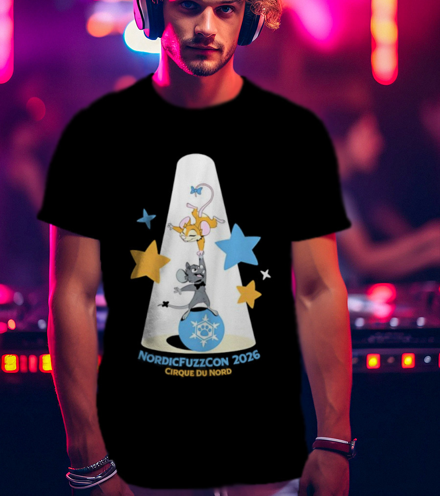 NordicFuzzCon 2026 Cirque Du Nord Mice Balancing Act Stars T-Shirt