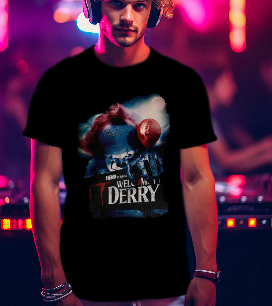 HBO Original IT Pennywise Clown Welcome To Derry Horror Balloons T-Shirt