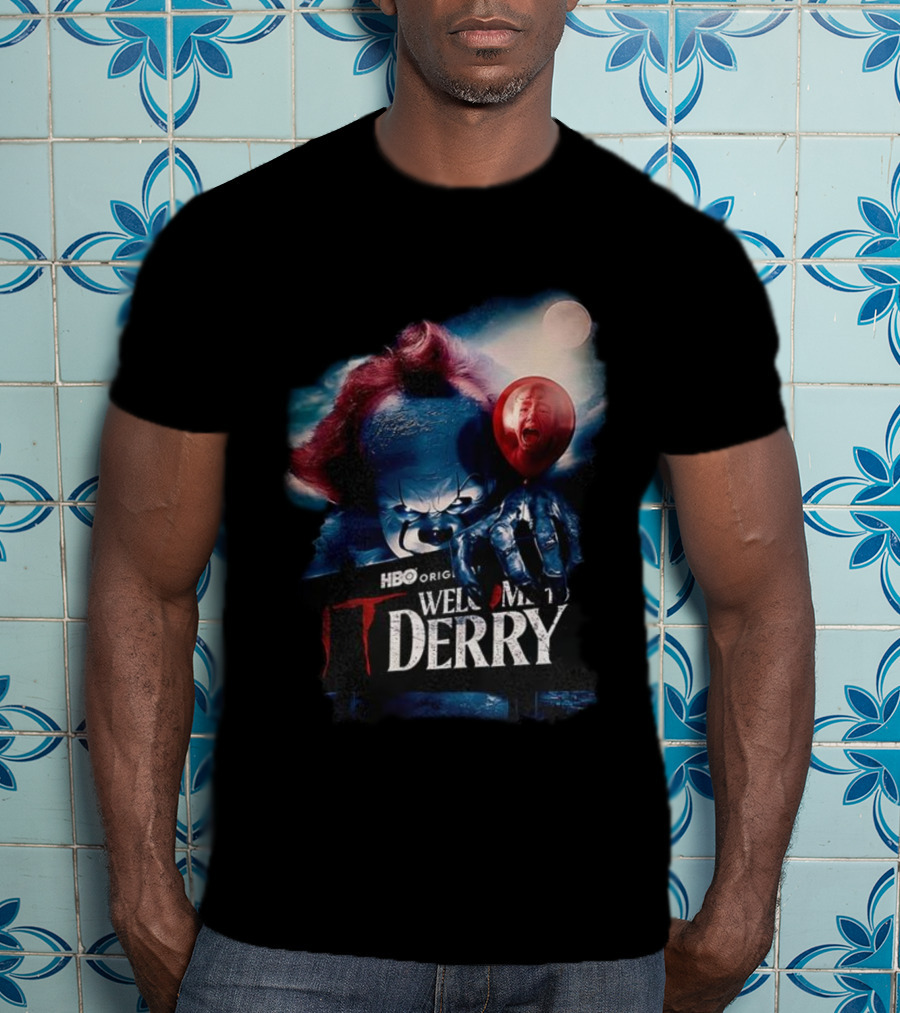 HBO Original IT Pennywise Clown Welcome To Derry Horror Balloons T-Shirt