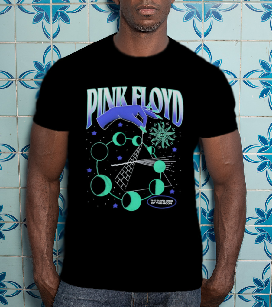 Pink Floyd The Dark Side Of The Moon Pyramid And Hand Graphic T-Shirt