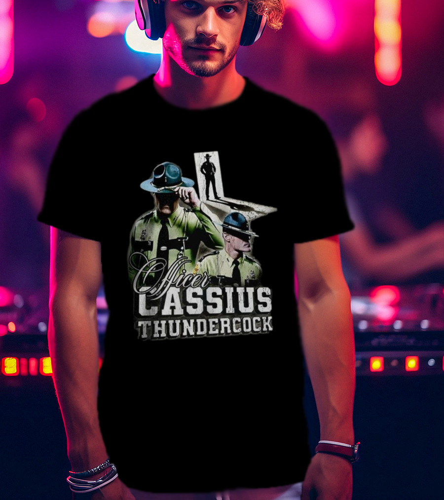 Officer Cassius Thundercock Police Silhouette Tribute T-Shirt