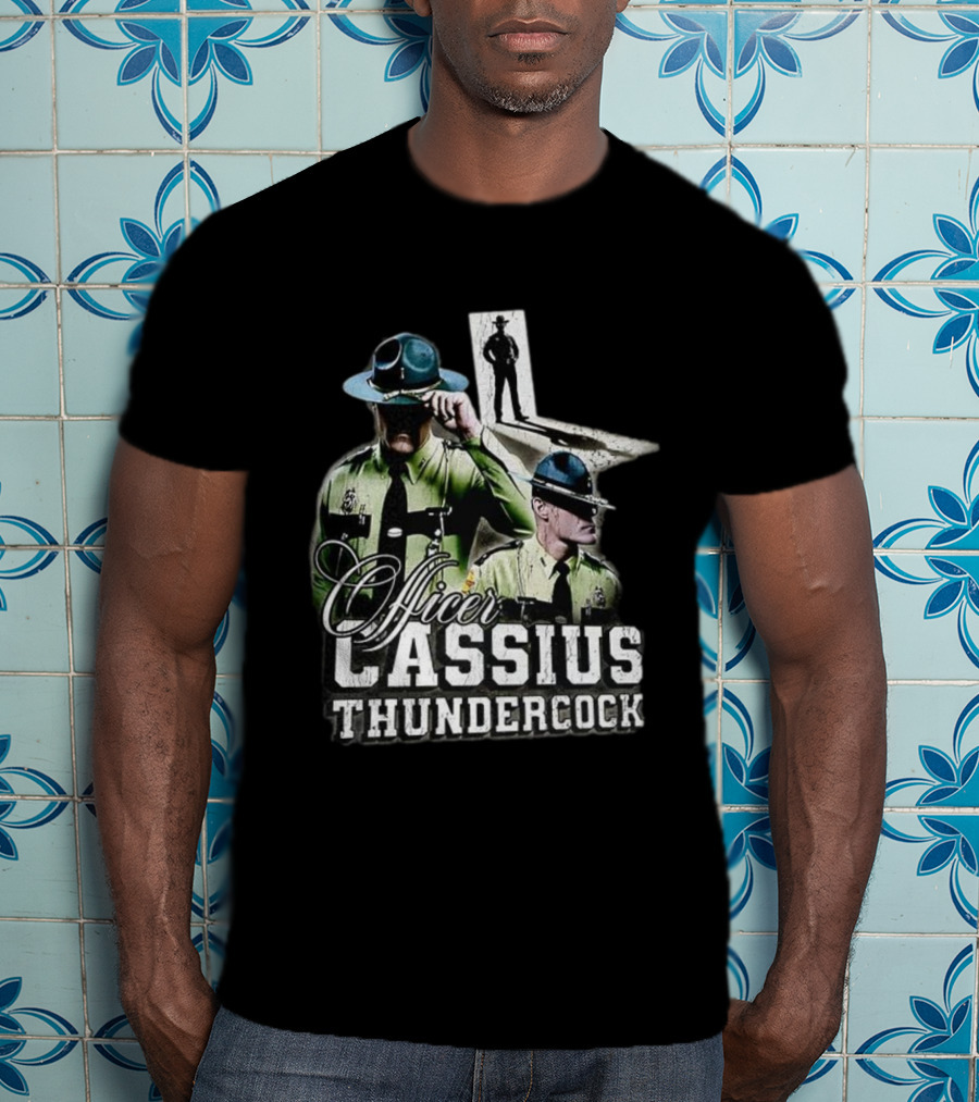 Officer Cassius Thundercock Police Silhouette Tribute T-Shirt