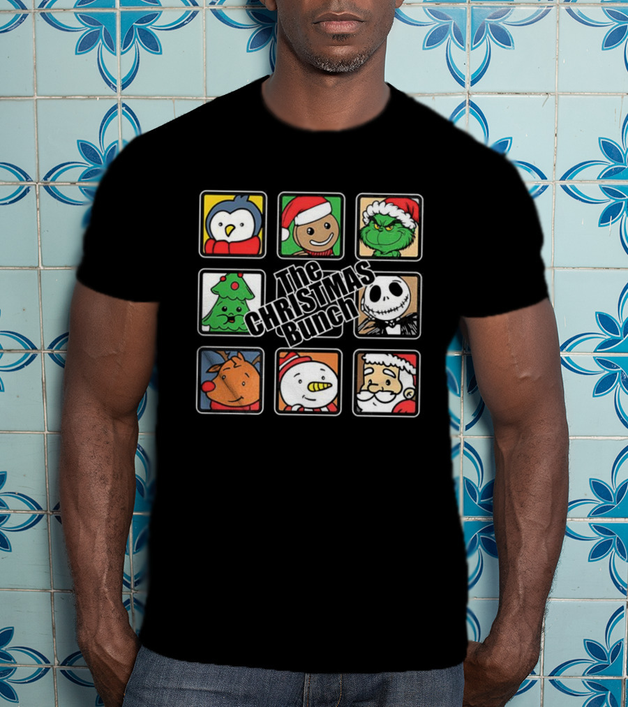 The Christmas Bunch Penguin Gingerbread Grinch Tree Skeleton Reindeer Snowman Santa T-Shirt