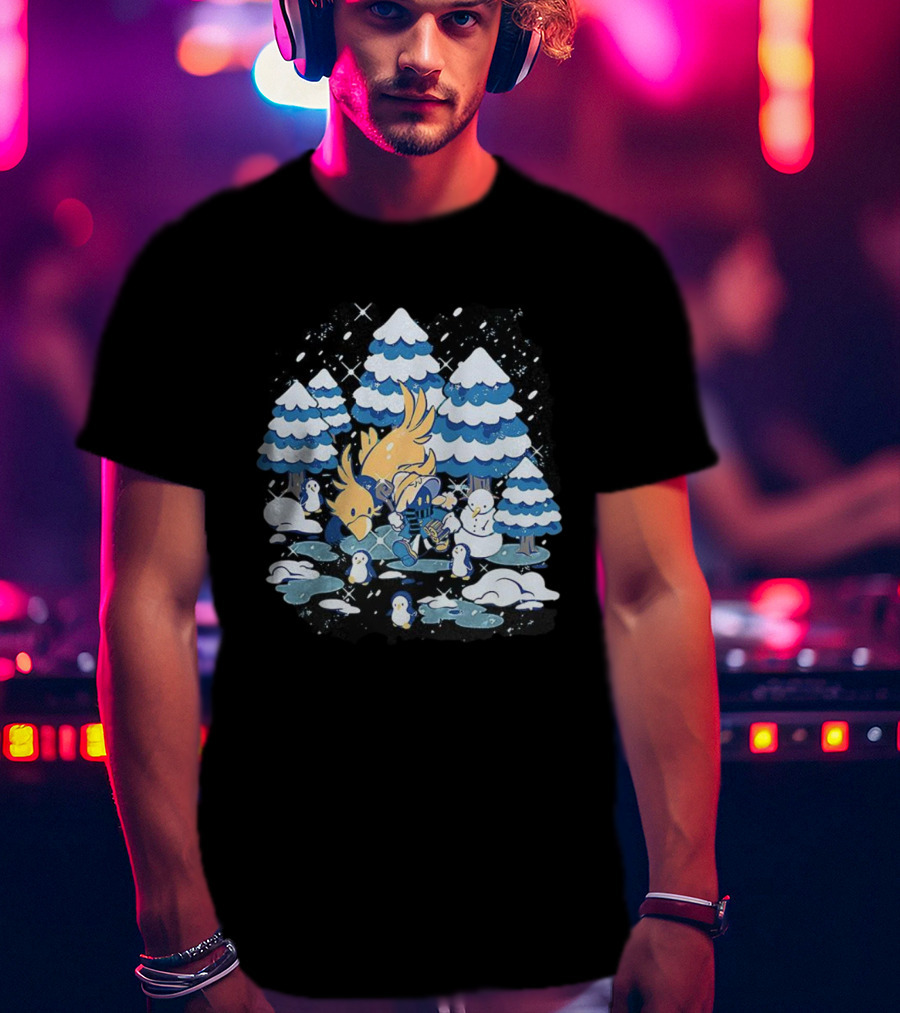 Vivi Ornitier Chocobo Final Fantasy Winter Wonderland Scene T-Shirt