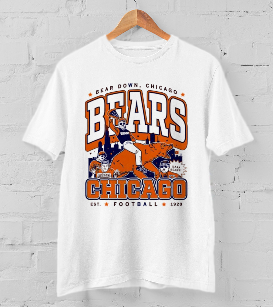 Bear Down Chicago Bears Est 1920 Football Skyline Daa Bears T-Shirt