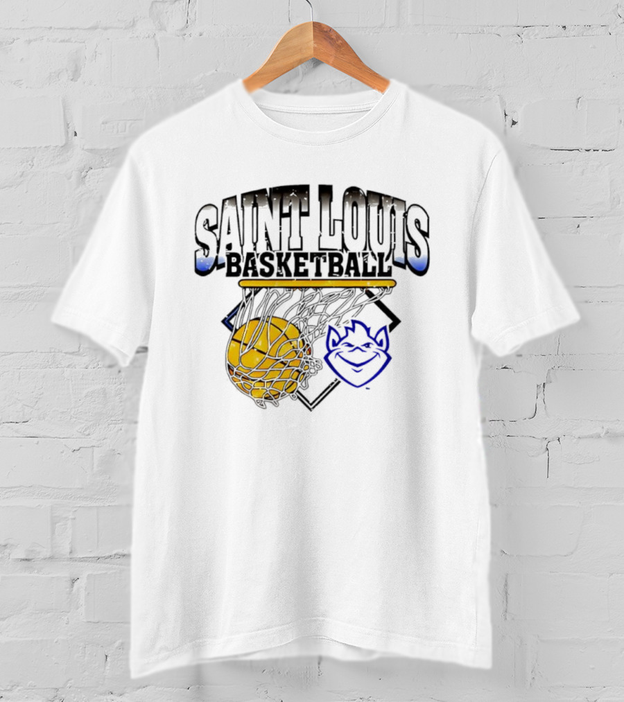 Saint Louis Basketball Billiken Mascot Yellow Basketball T-Shirt