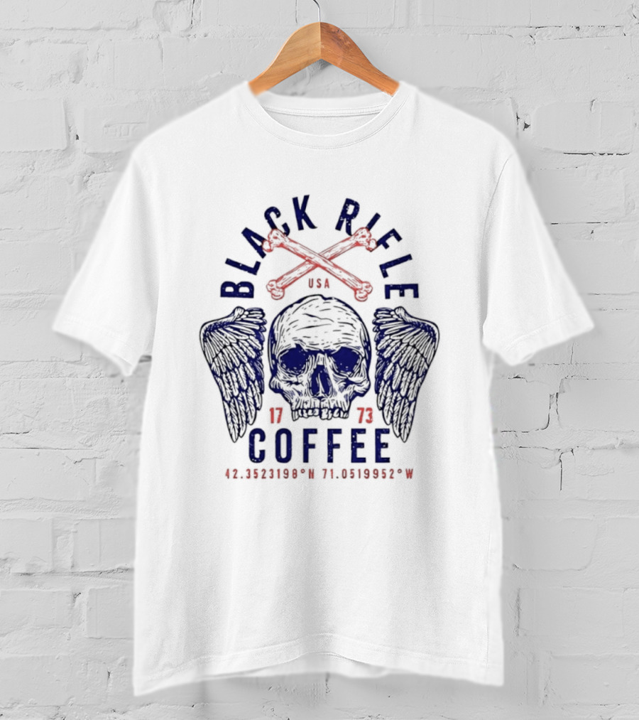 Black Rifle Coffee 1773 Skull Wings USA Coordinates T-Shirt
