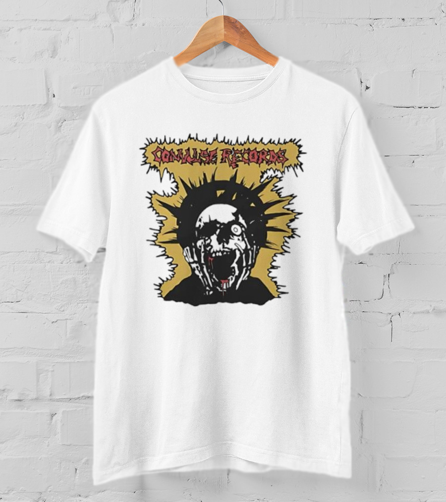 Convulse Records Skull With Crowned Head Design T-Shirt