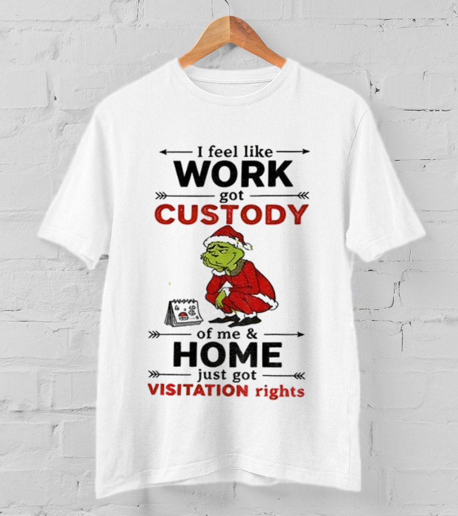 Grinch Santa Hat Work Got Custody Home Visitation Rights T-Shirt