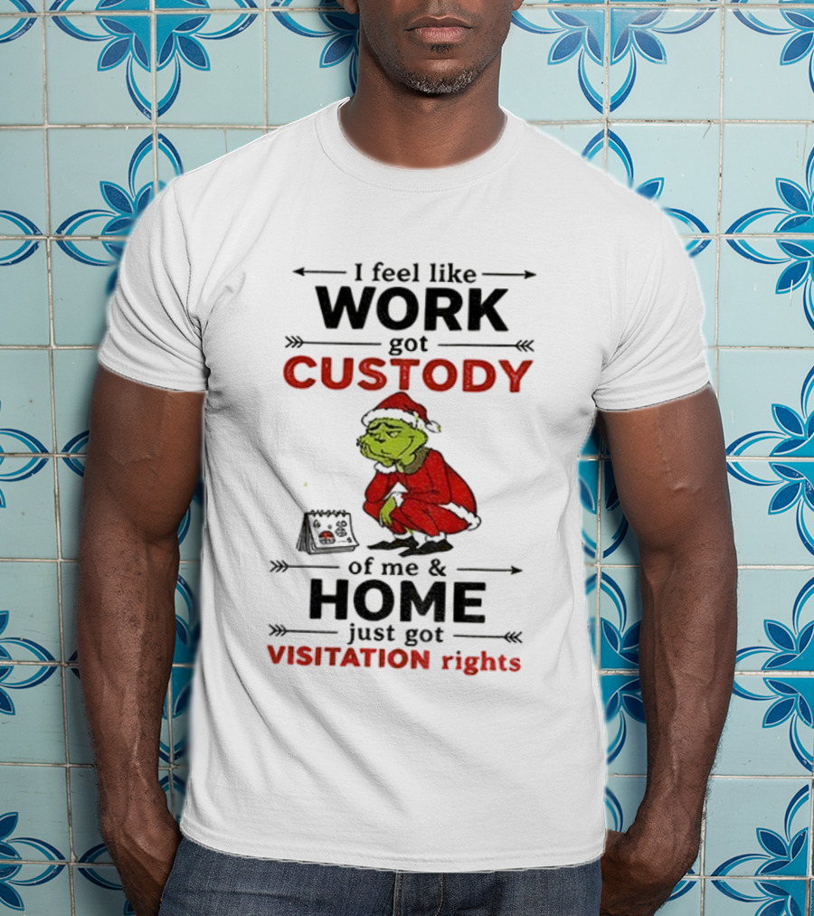 Grinch Santa Hat Work Got Custody Home Visitation Rights T-Shirt
