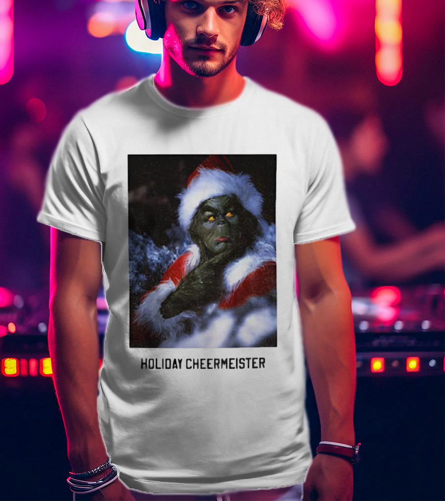 Holiday Cheermeister Funny Christmas Grinch Monster Santa Hat T-Shirt