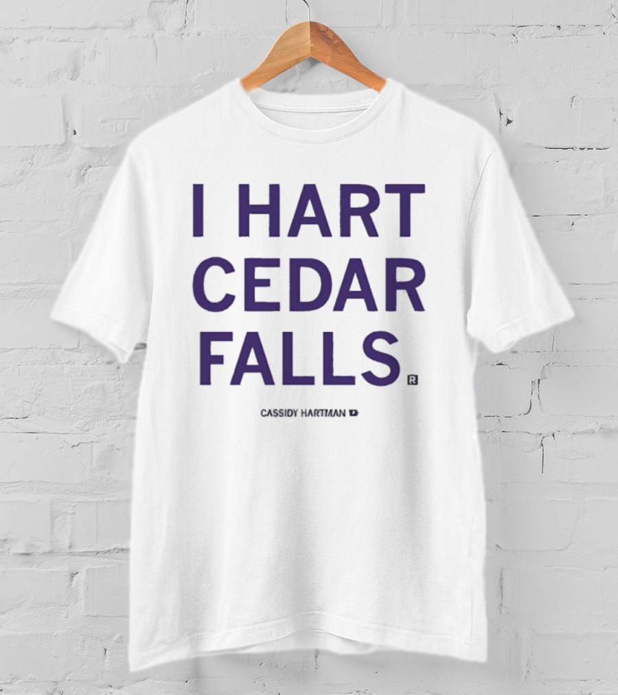 I Hart Cedar Falls Black Text T-Shirt
