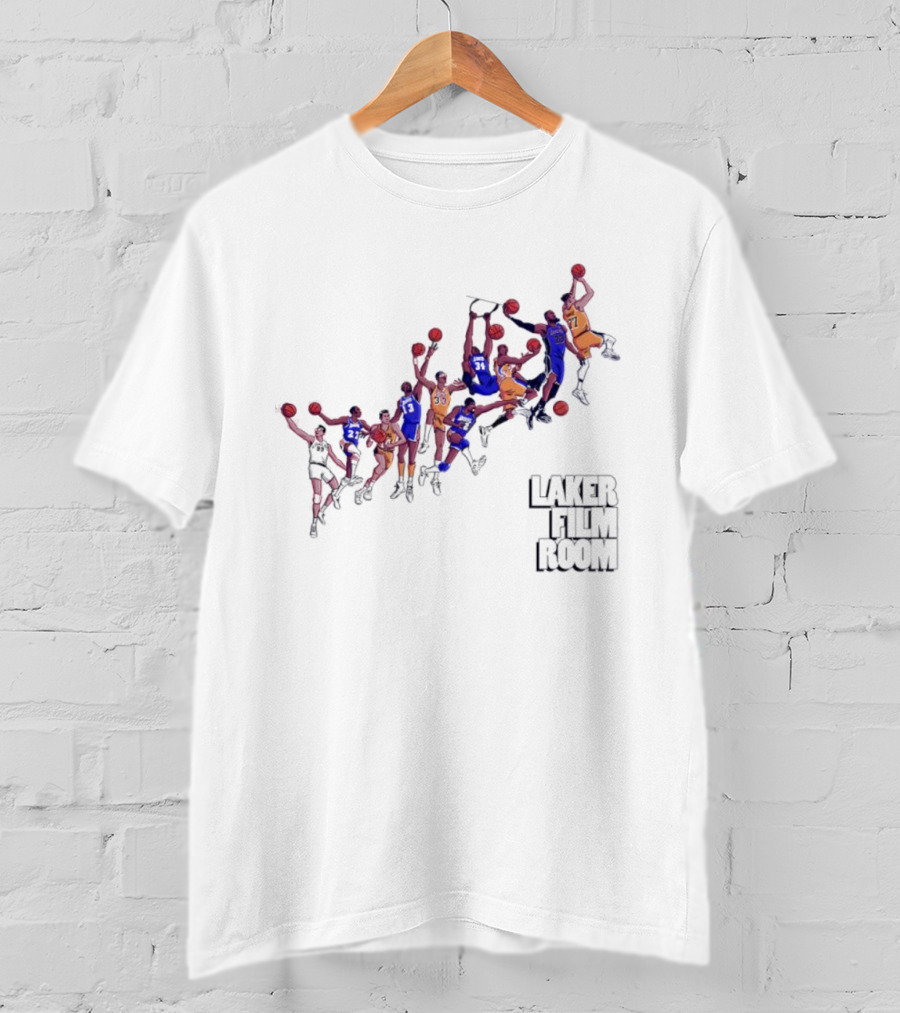 Laker Film Room Los Angeles Lakers Players Dunking Action Sequence T-Shirt