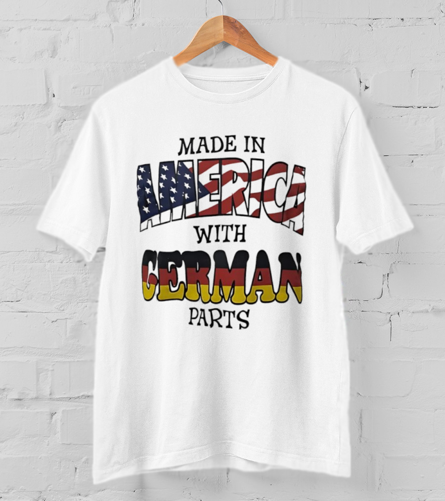 Made In America With German Parts USA Flag Stars Stripes German Flag Colors T-Shirt