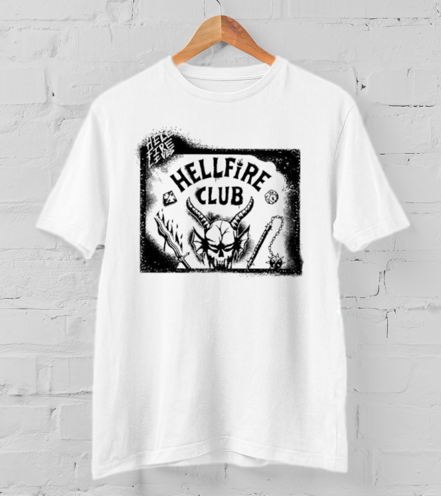 Stranger Things Hellfire Club Skull And Dice Graphic Vintage T-Shirt