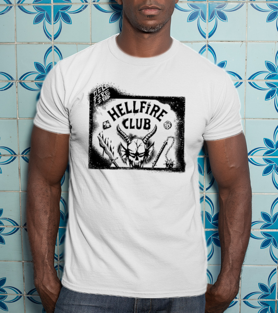 Stranger Things Hellfire Club Skull And Dice Graphic Vintage T-Shirt