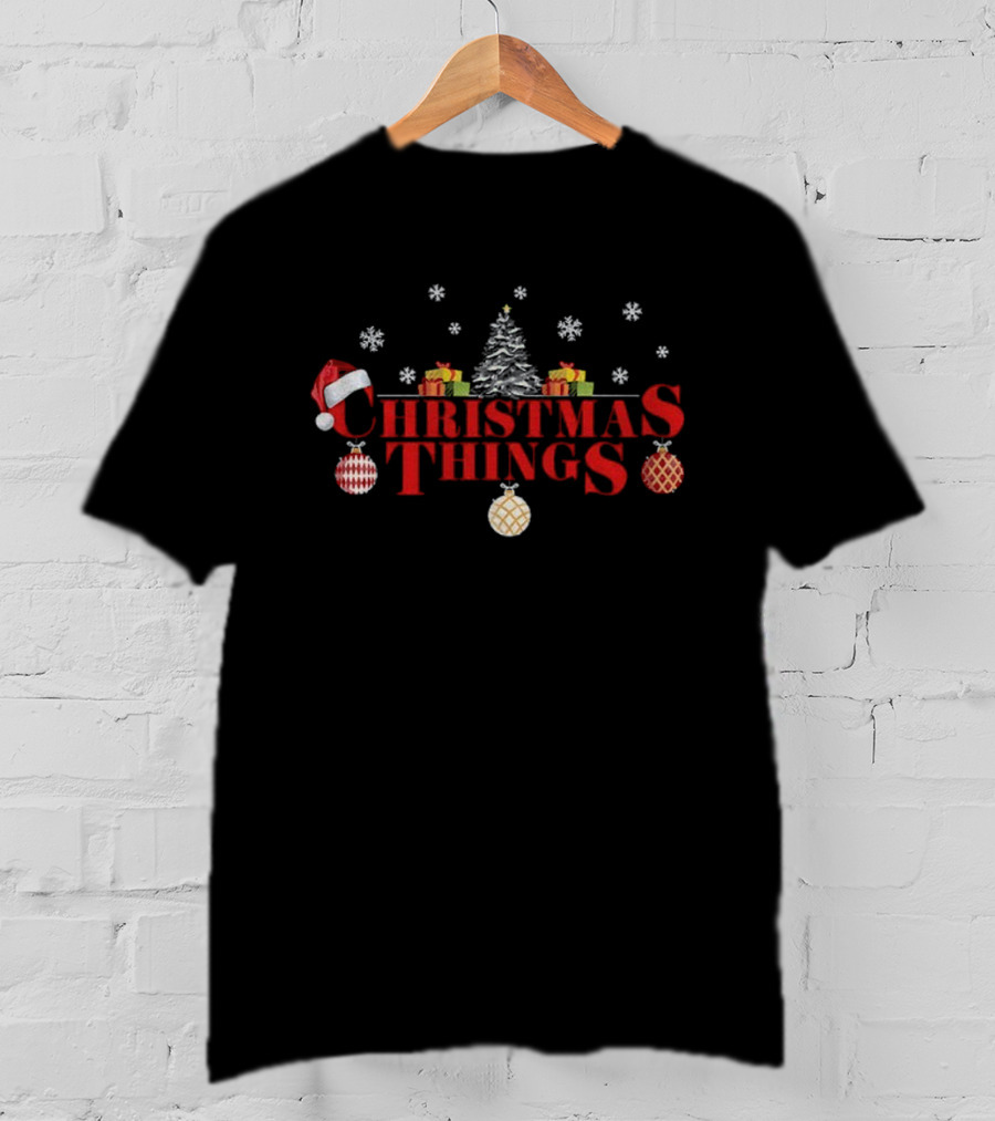 Christmas Things Santa Hat Snowflakes Ornaments Tree Gifts T-Shirt