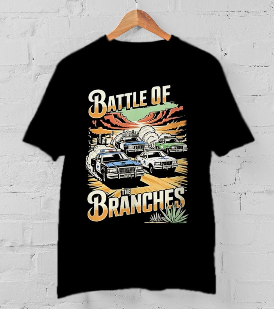Battle Of The Branches Desert Race Police Car Vintage T-Shirt