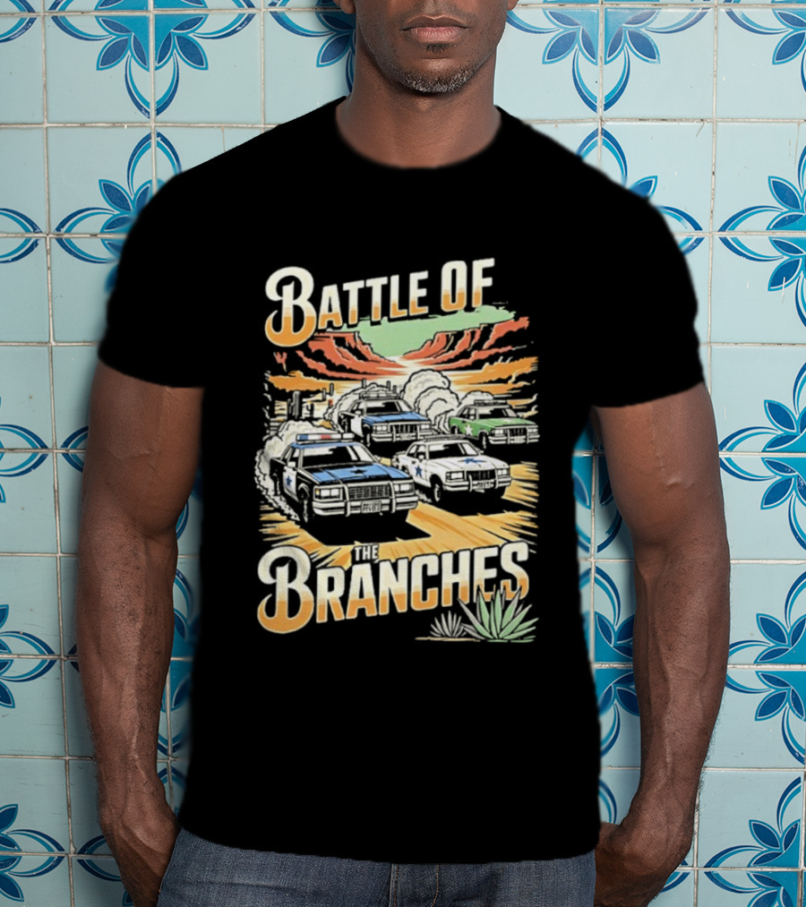 Battle Of The Branches Desert Race Police Car Vintage T-Shirt