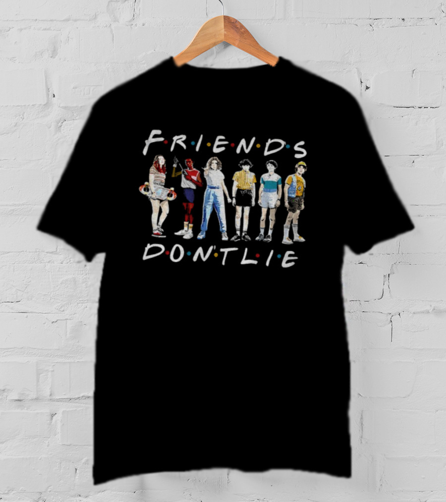 Friends Don't Lie Stranger Things Netflix Inspired Christmas Holiday 80s Style T-Shirt