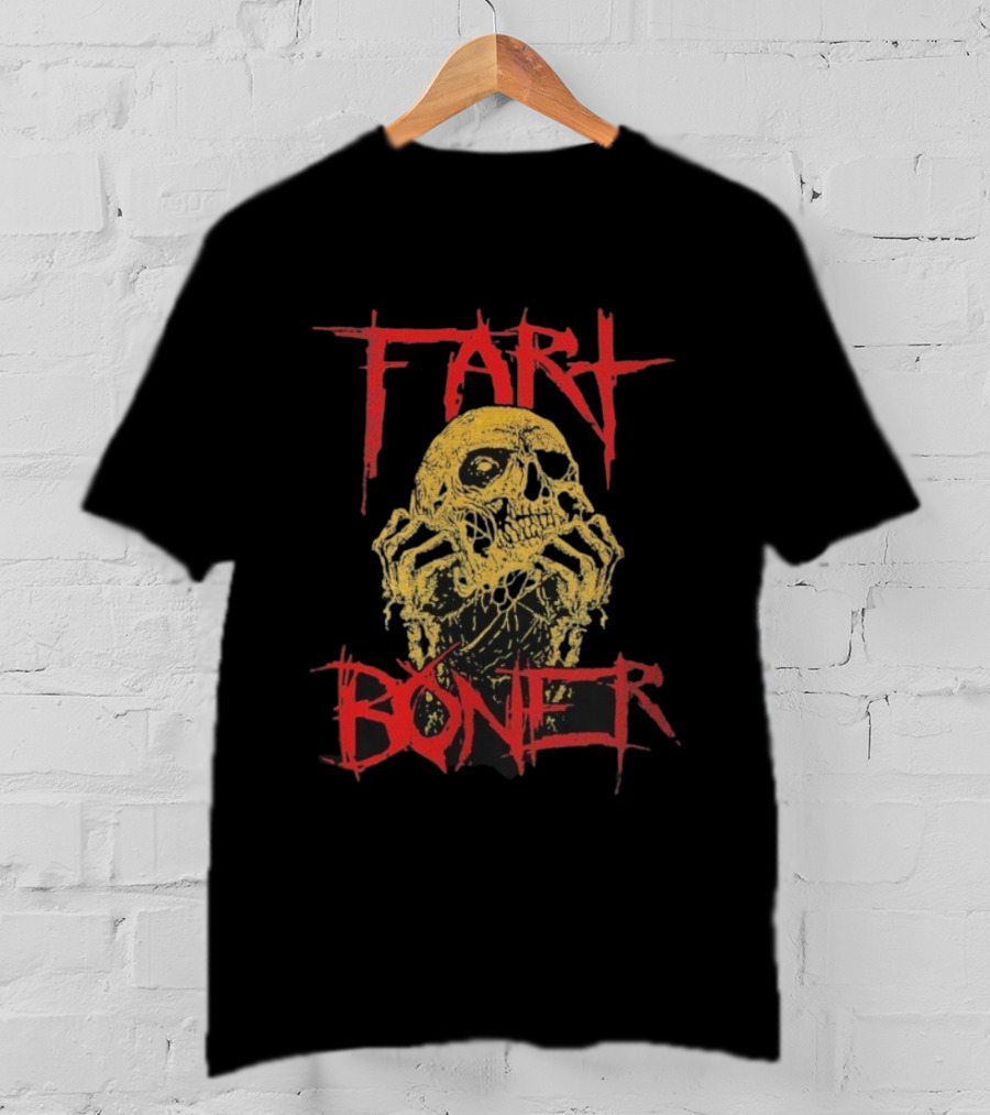Fart Boner Skull Horror Punk Style Skeleton Yellow Red T-Shirt