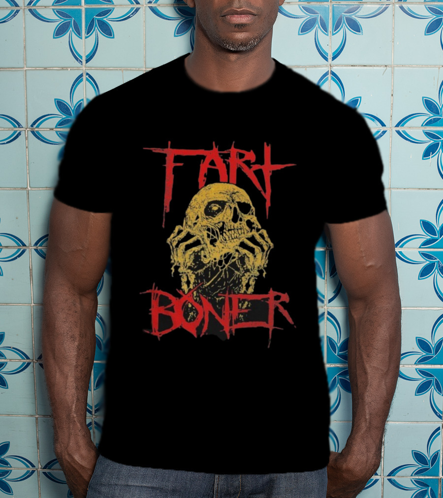 Fart Boner Skull Horror Punk Style Skeleton Yellow Red T-Shirt