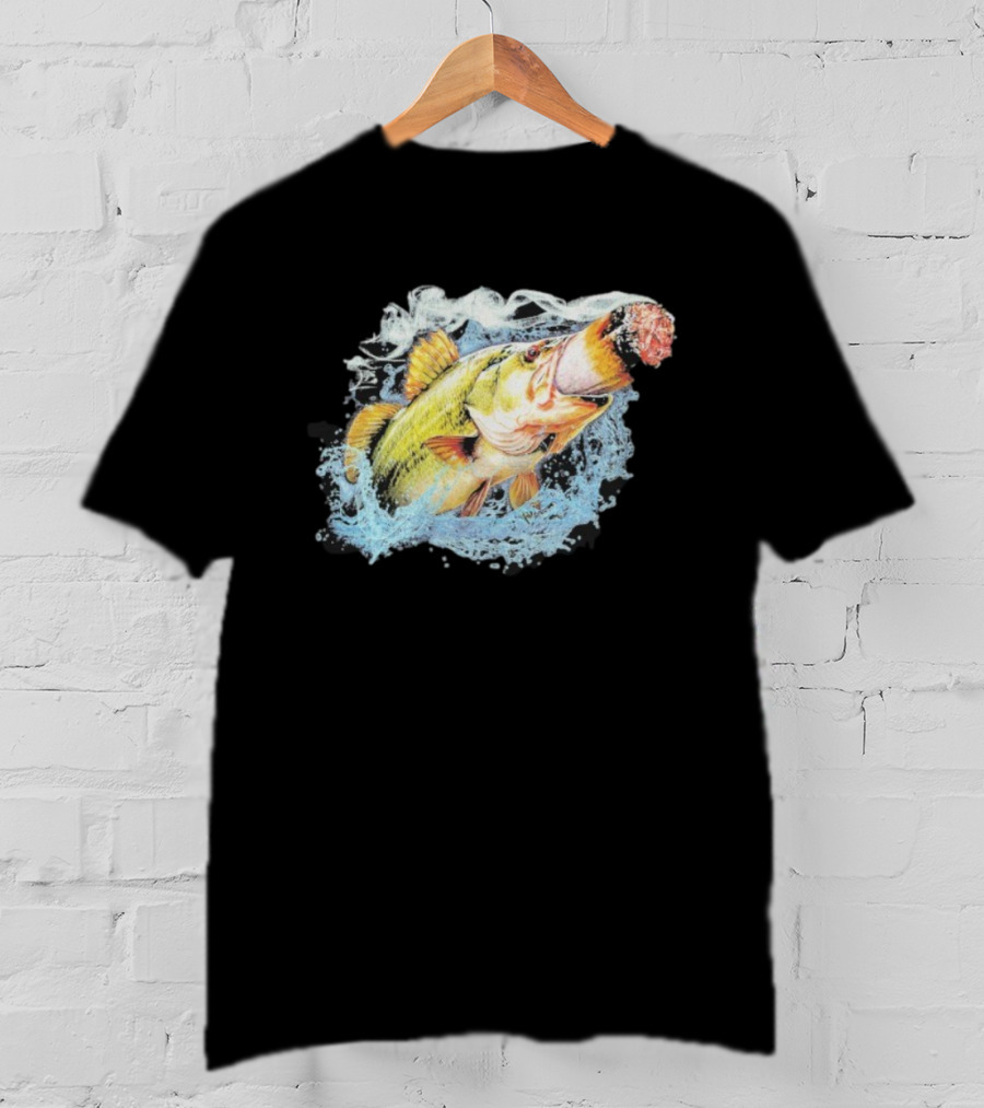 Fish Smokin A Bigass Doink Surreal Aquatic Design T-Shirt