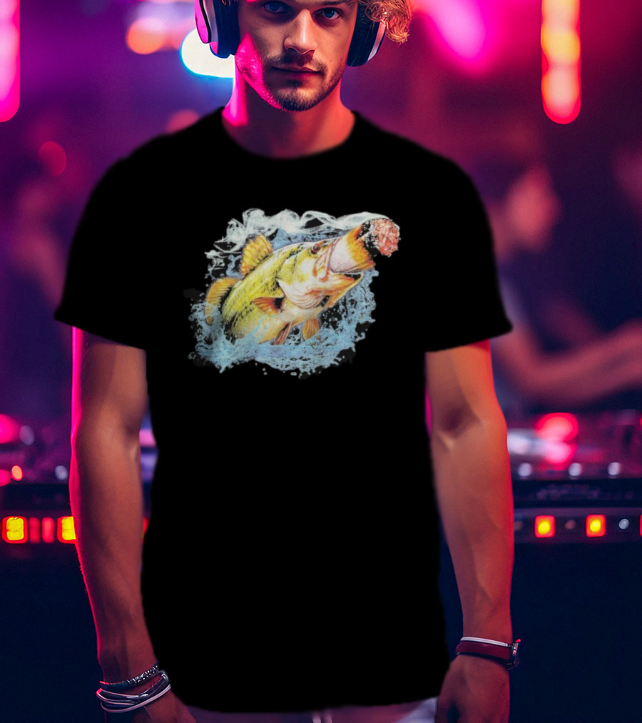 Fish Smokin A Bigass Doink Surreal Aquatic Design T-Shirt