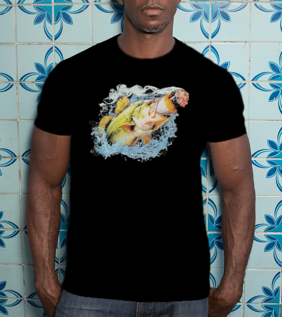 Fish Smokin A Bigass Doink Surreal Aquatic Design T-Shirt