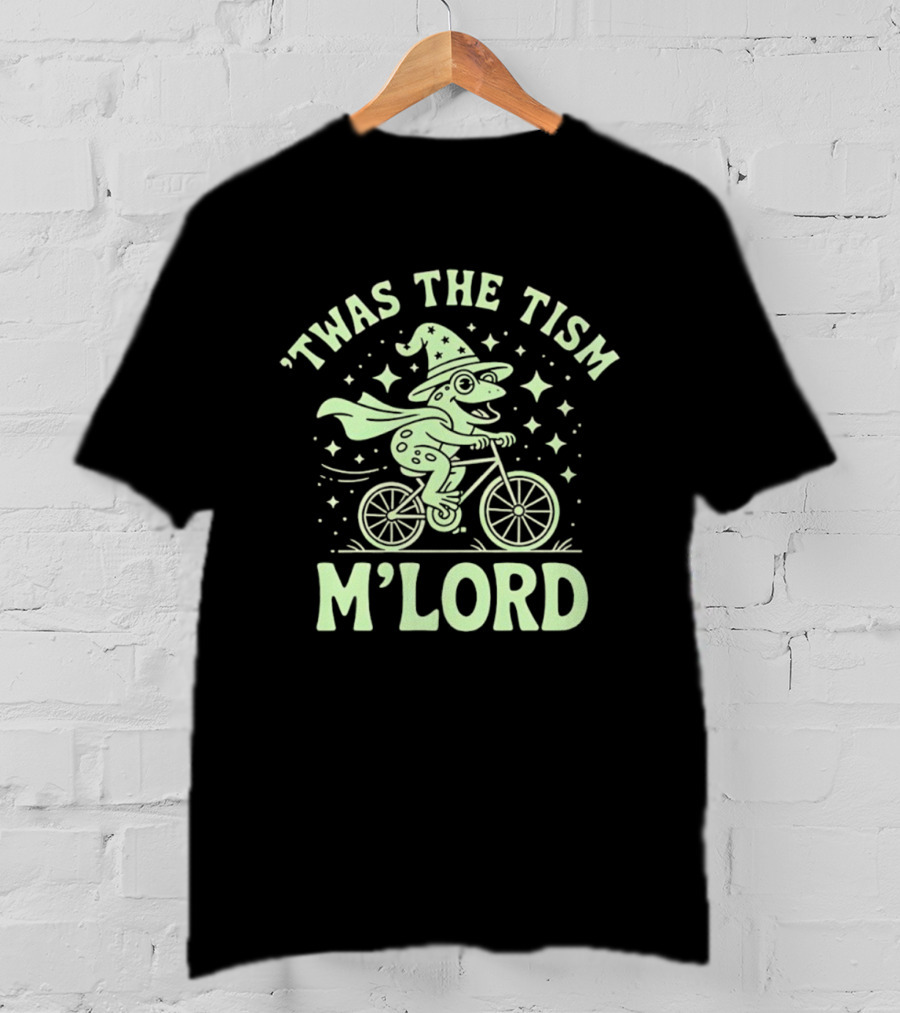 ‘Twas The Tism M’Lord Frog Witch Riding Bicycle T-Shirt