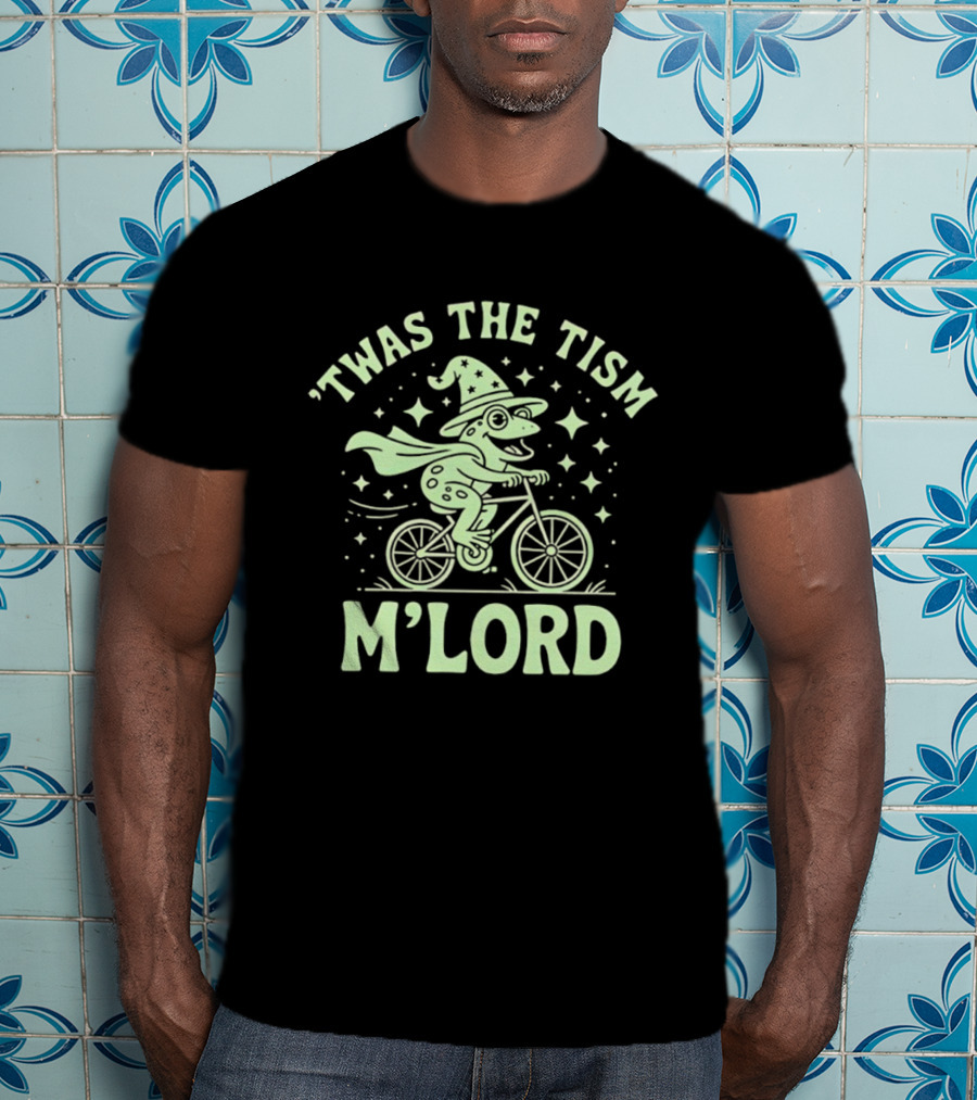 ‘Twas The Tism M’Lord Frog Witch Riding Bicycle T-Shirt