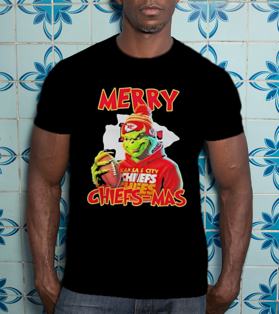 Merry Chiefsmas Grinch Kansas City Chiefs Football T-Shirt