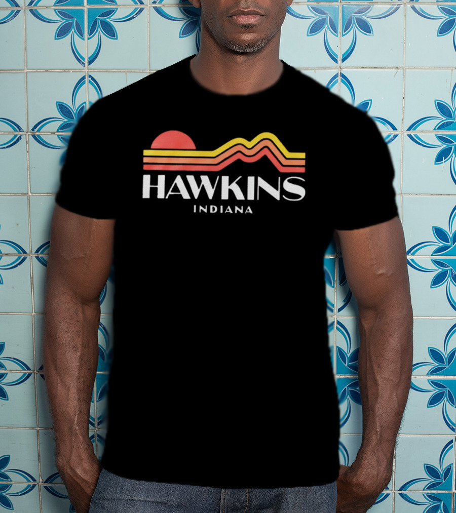 Hawkins Indiana Retro Sunset Christmas TV Show T-Shirt