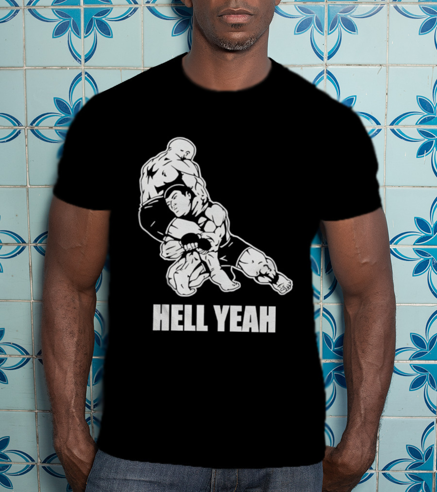 Hell Yeah Double Leg Takedown Wrestling Action T-Shirt