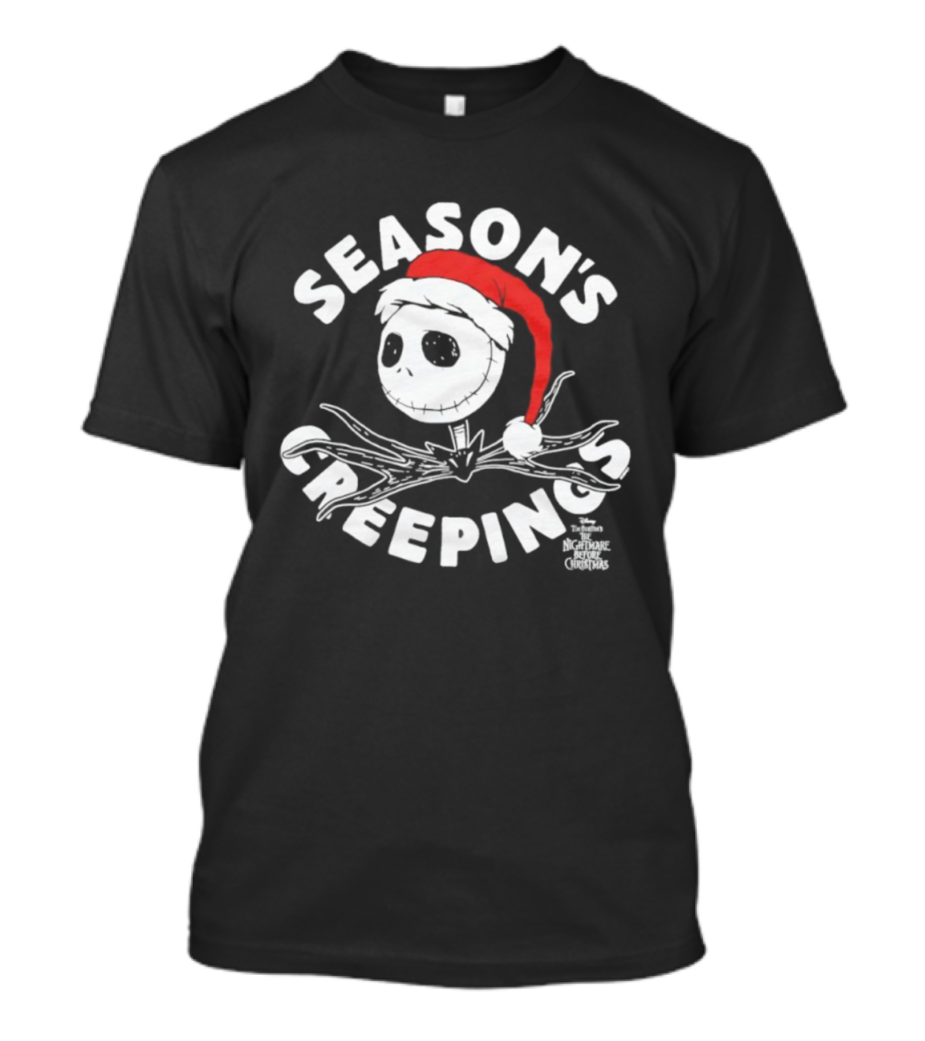 Season's Creepings Jack Skellington Santa Hat Christmas T-Shirt