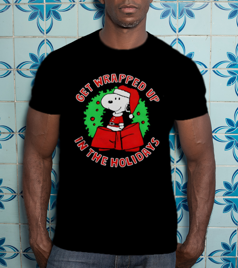 Peanuts Snoopy Get Wrapped Up In The Holidays Santa Christmas T-Shirt