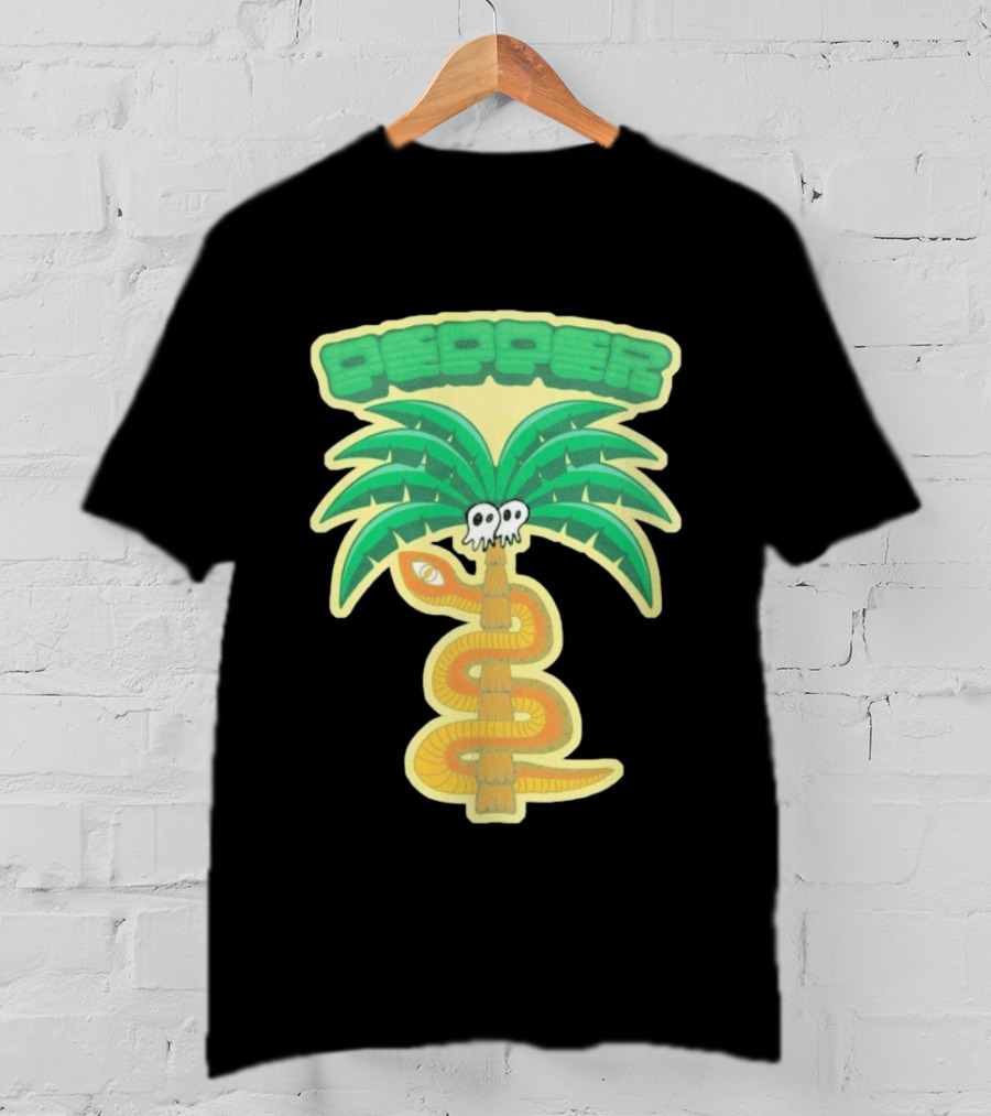 Pepper Skull Eyed Snake Wrapped Palm Tree T-Shirt