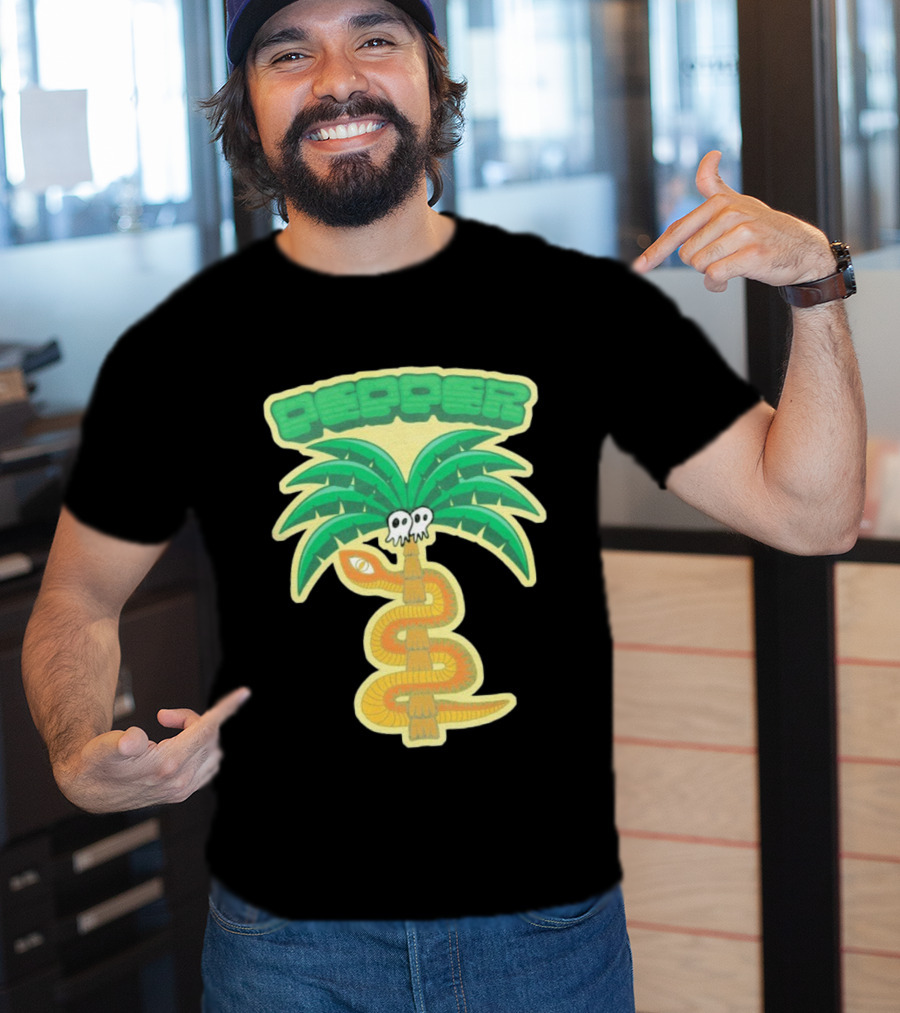 Pepper Skull Eyed Snake Wrapped Palm Tree T-Shirt