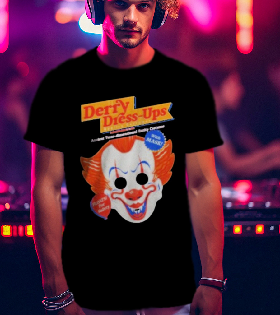 Derry Dress-Ups Clown Mask Costume Pennywise Tribute T-Shirt