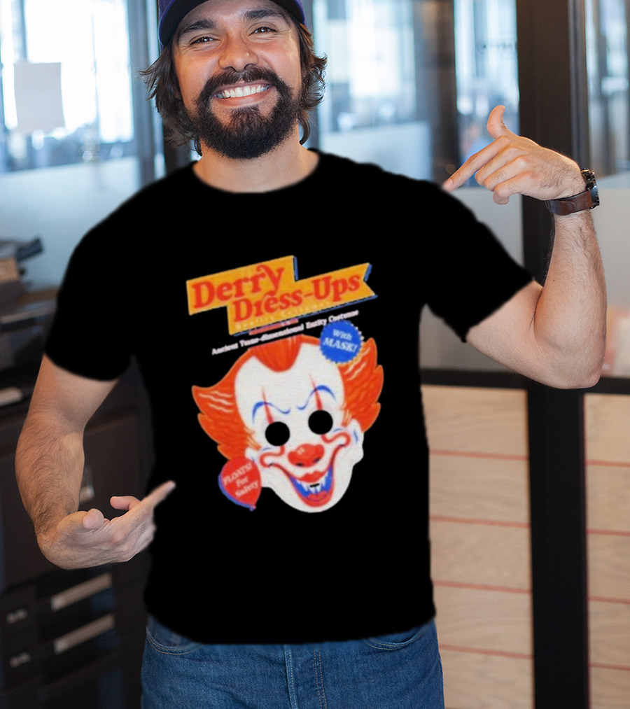 Derry Dress-Ups Clown Mask Costume Pennywise Tribute T-Shirt